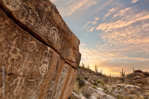 USA, Arizona, Tucson, Saguaro National Park, Hohokam Petroglyph