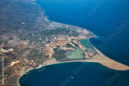 Aerial view over the peninsula in Mersin Province, Turkey photo