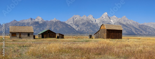 Historic Mormon barn row in Grand Tetons national park. photo