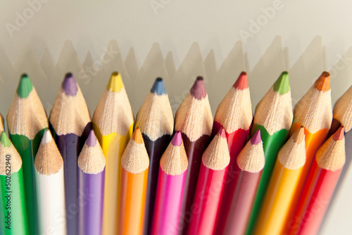 Studio shot of multicolored crayons photo
