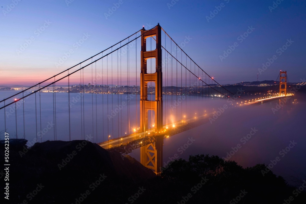 Suspension bridge across a bay, Golden Gate Bridge, San Francisco Bay, San Francisco, California, USA Suspension bridge across a bay, Golden Gate Bridge, San Francisco Bay, San Francisco, California, USA