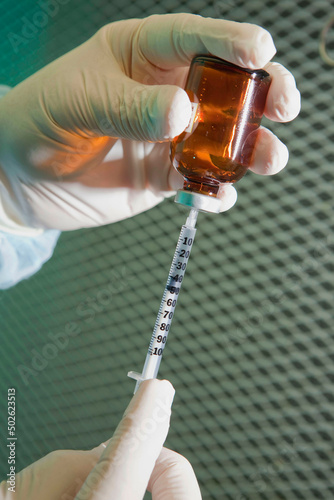Doctor filling a syringe photo