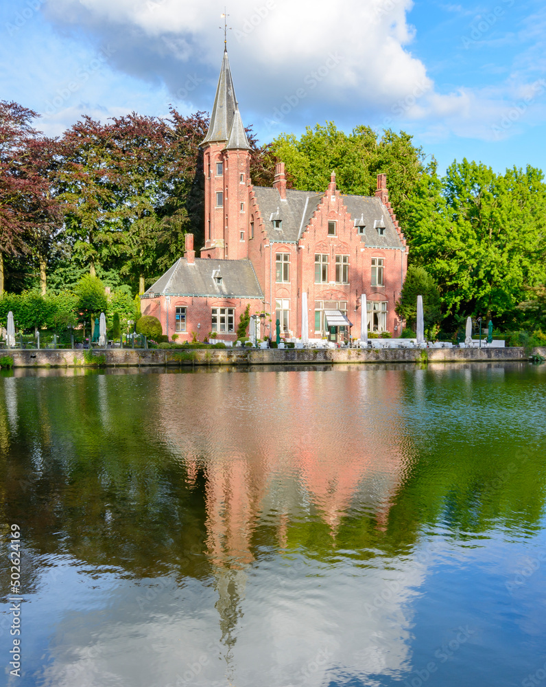 Lake of Love in summer, Bruges, Belgium