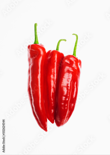 Close up of long red chillies