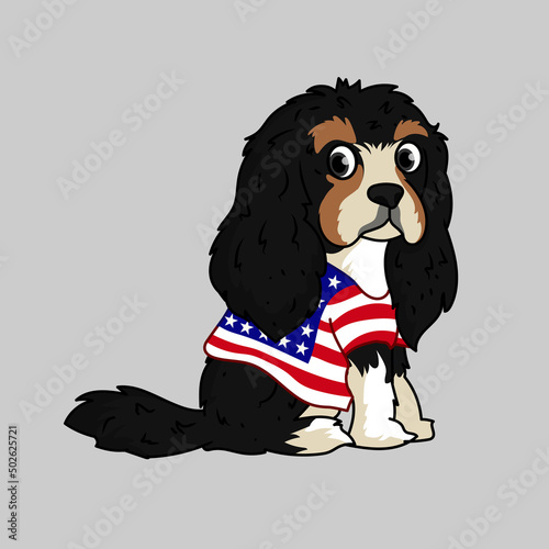 Patriotic Cavalier King Charles Spaniel dog
