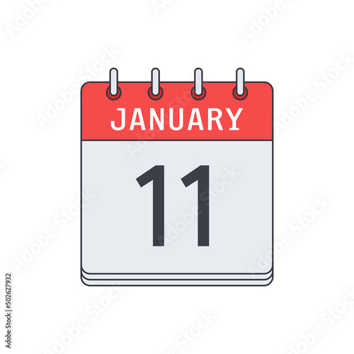 January 11. Calendar icon. Vector illustration, flat design..