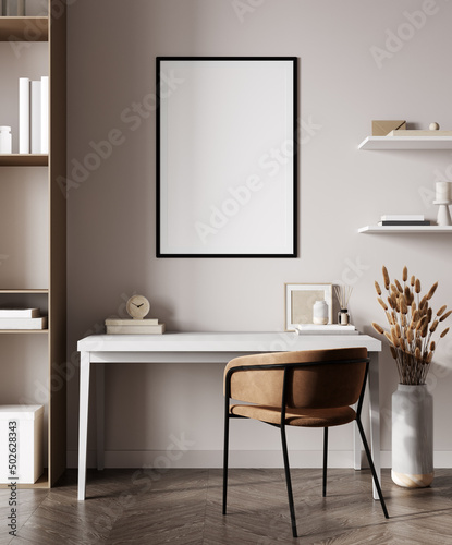 Home mock up, cozy modern workplace in interior background, 3d render