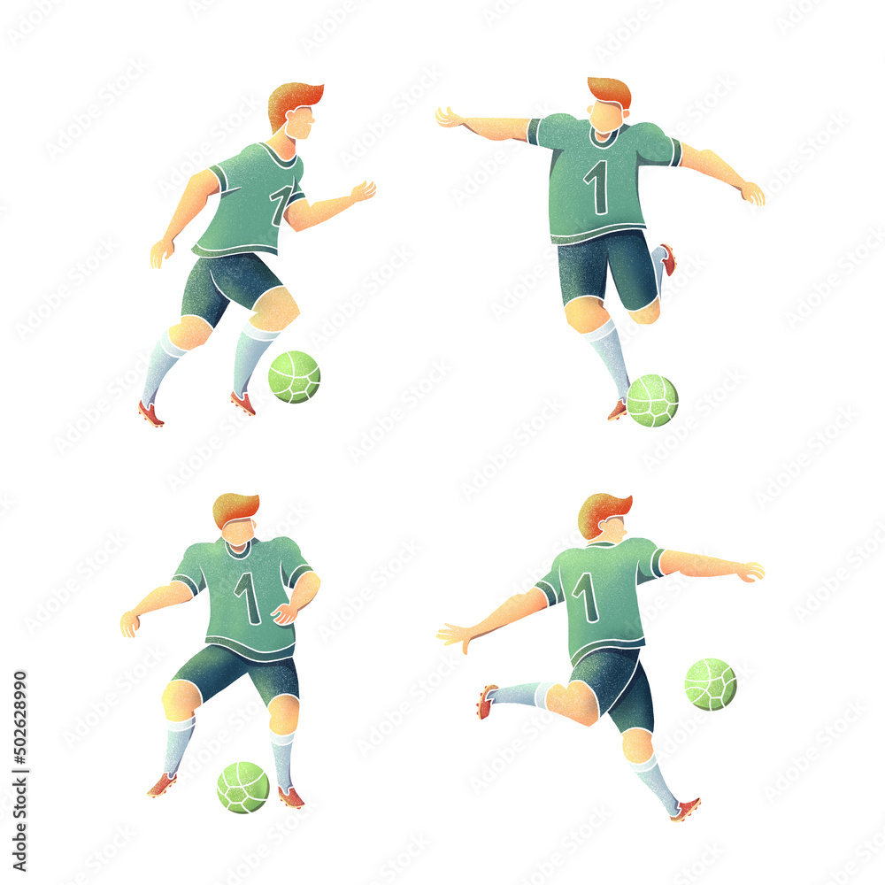 Cartoon isolated soccer players