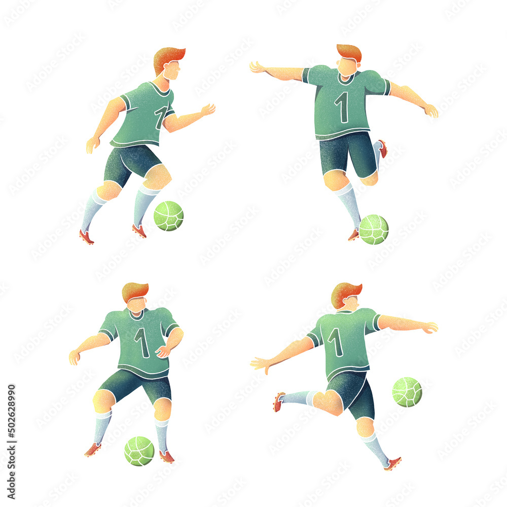 Fototapeta premium Cartoon isolated soccer players