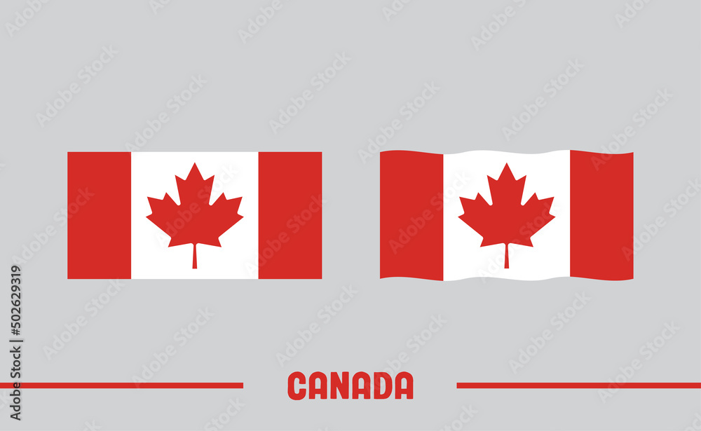 Flag of Canada. Canadian national symbol. Red maple leaf.
