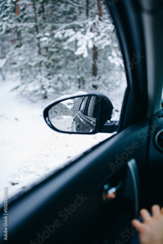 rear view in the side mirror of the car  © Anhelina Tyshkovets