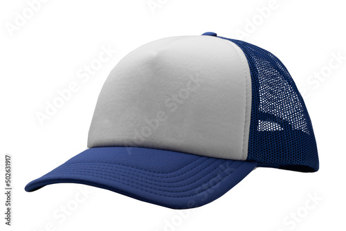 Photography Navy trucker cap isolated on white background