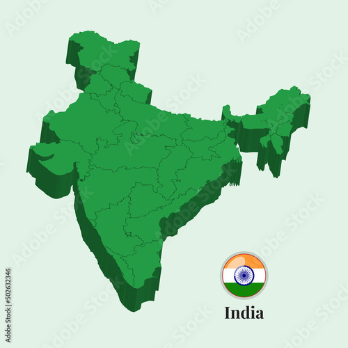 Photography 3D Map of India, Vector illustration Stock Photos, Designs