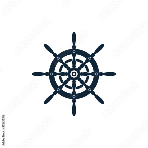 Wooden ship steering wheel icon logo design. ship Pirates symbol stock vector illustration