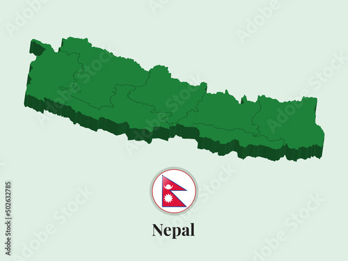 3D Map of Nepal, Vector illustration Stock Photos, Designs