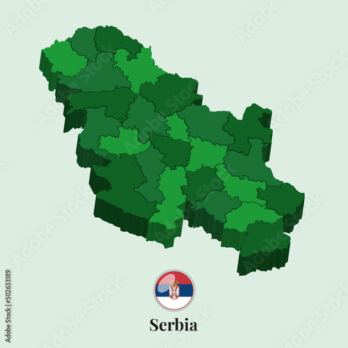 3D Map of Serbia, Vector Stock Photos Designs