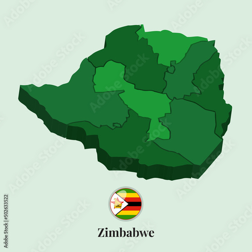3D Map of Zimbabwe, Vector Stock Photos Designs