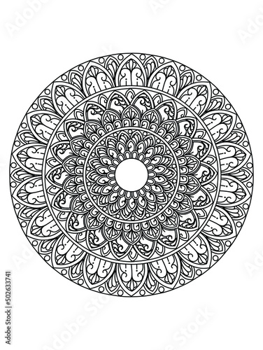 Decorative mandala with wavy and soft patterns on a white isolated background. 