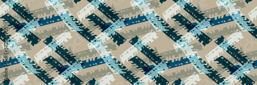 Modern coastal masculine stripe repeatable border pattern. Broken line seamless style with striped banner design. Vector Graphic repeatable tiling tape edge.