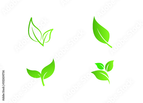 Green leaves logo plant nature eco garden stylized icon vector botanical collection