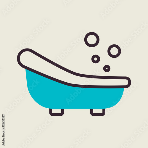 Cute litte baby bath vector icon