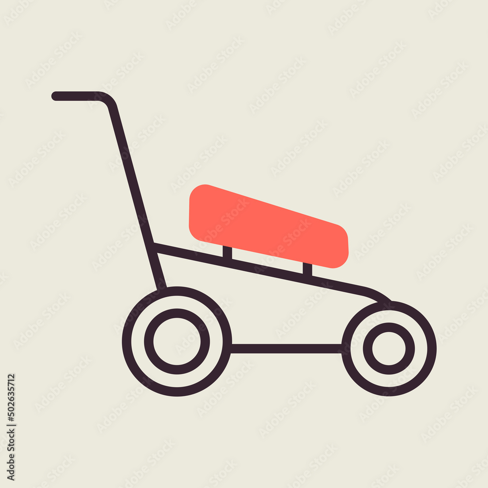Lawn mower vector icon. Gardening grass-cutter