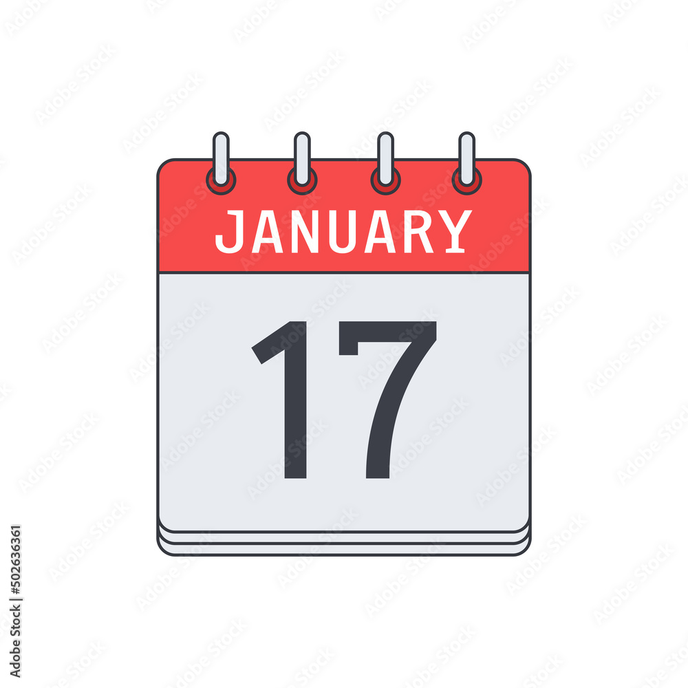 January 17. Calendar icon. Vector illustration, flat design.. January 17. Calendar icon. Vector illustration, flat design..