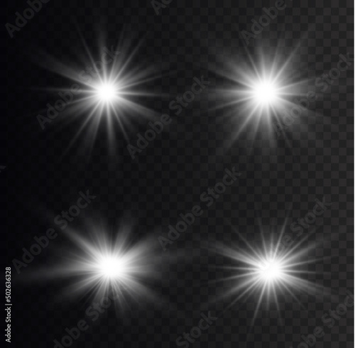 Glowing white lights, star sparkl, sun light lens
