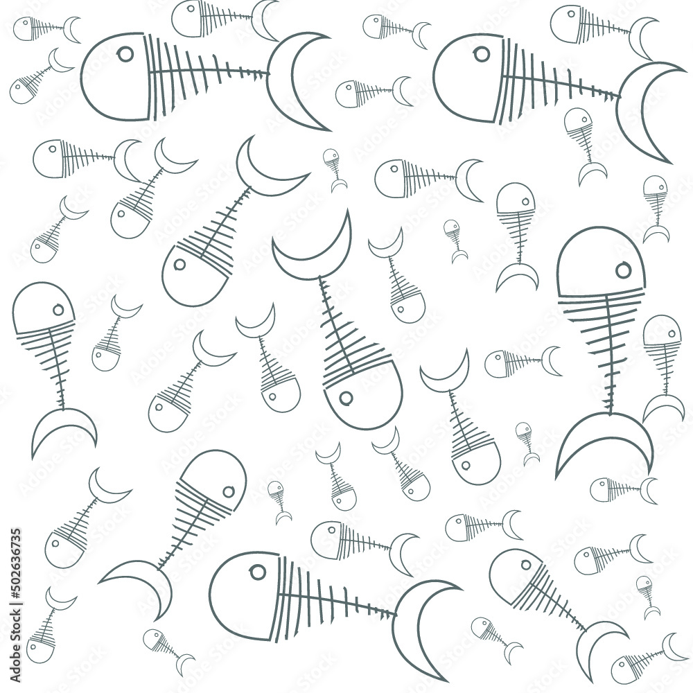 fishbone szkielet ryba textura pattern tło wzór szary woda morze morski summer spring island - obrazy, fototapety, plakaty 