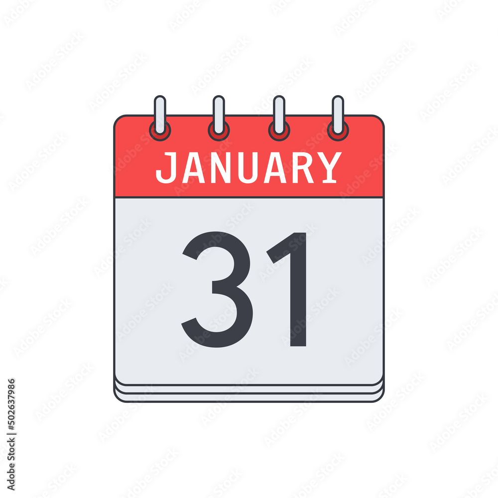 Fototapeta premium January 31. Calendar icon. Vector illustration, flat design..