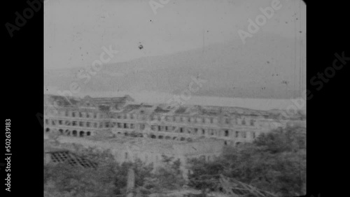 Mile Long Barracks Ruins 1946 - Long and close shots of the ruins of the Mile Long Baracks at Corregidor Island   photo