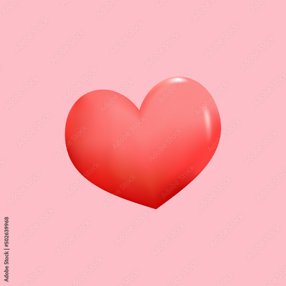 Red heart. Realistic 3d design icon heart symbol love. Vector illustration