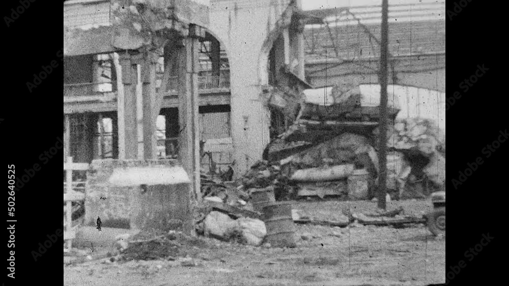 Port of Manila Damage 1946 - Ruins and Rubble at the Manila Port terminal at the end of WWII  