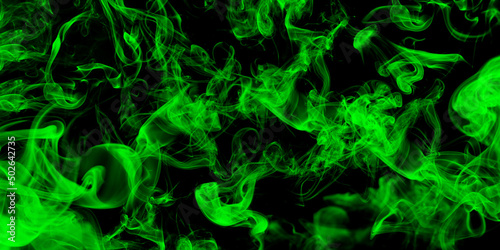 Abstract green smoke on black background