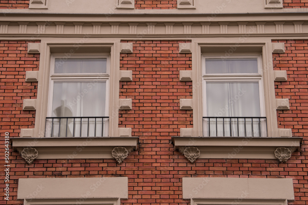 Fototapeta premium Munich, Germany - May 01, 2022: Old Decorative Wooden window.