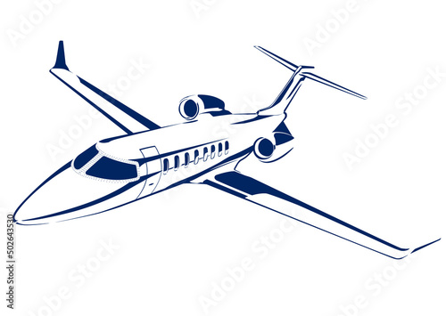 Valokuva Executive light class business jet plane flying