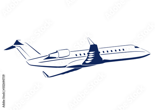 Tablou canvas Executive long range challenger business jet flying