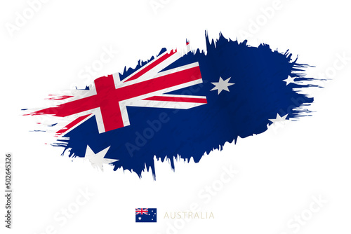 Painted brushstroke flag of Australia with waving effect.