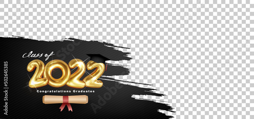 Graduation, Class of 2022 Vector text 3d gold design space for text and photo, congratulation event, T-shirt, party, high school or college graduate. Lettering for greeting, invitation card
