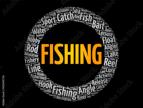 Fishing word cloud collage, concept background