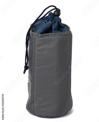 textile case for optics and lenses from the camera on a white isolated background