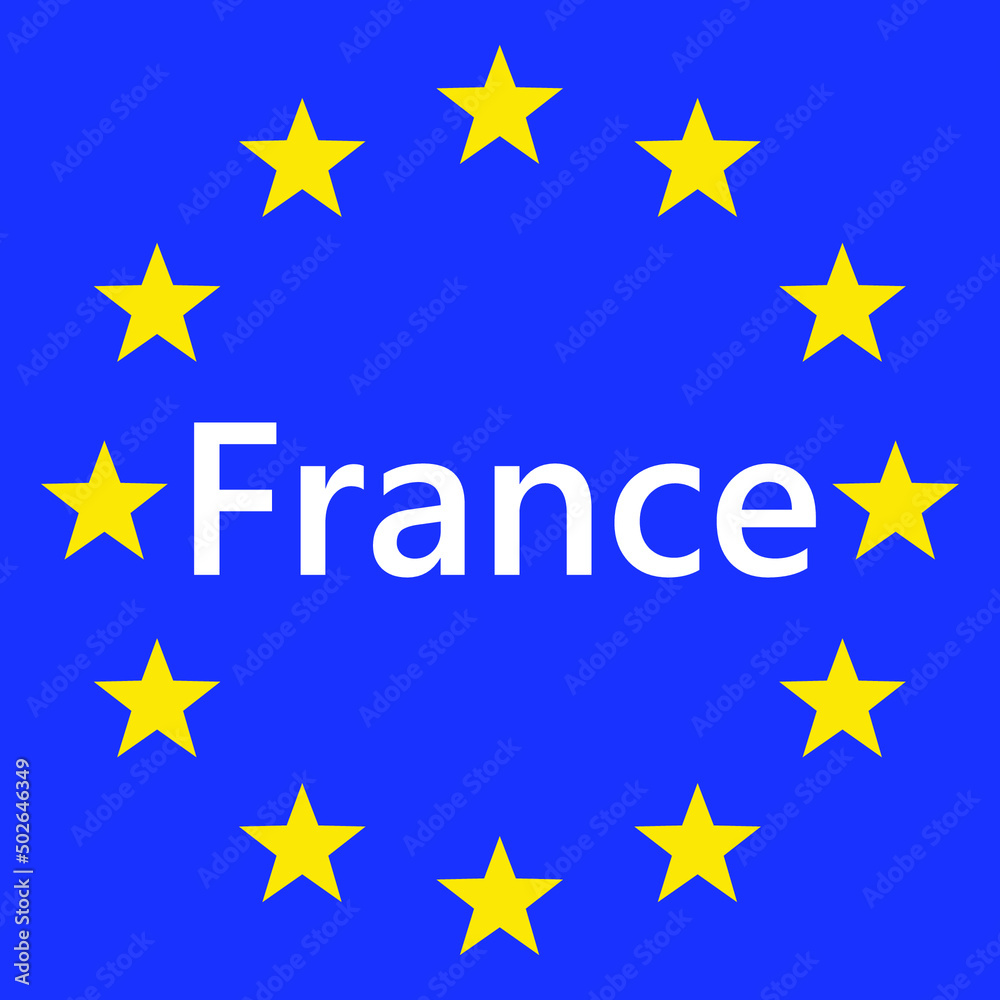 Flag of European Union with France. EU Flag. Country border sign of the of France. Vector illustration. Flag of European Union with France. EU Flag. Country border sign of the of France. Vector illustration.