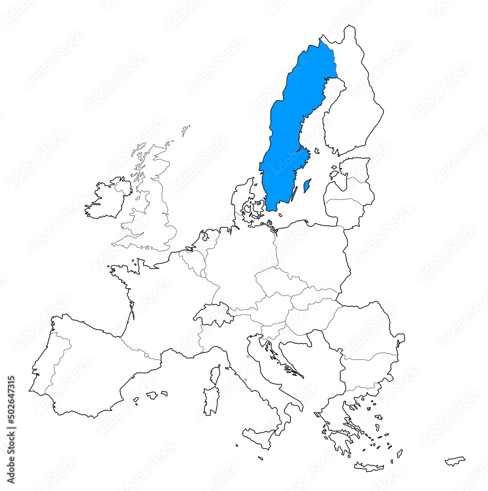 Fototapeta premium Shape of Europe and Sweden.
