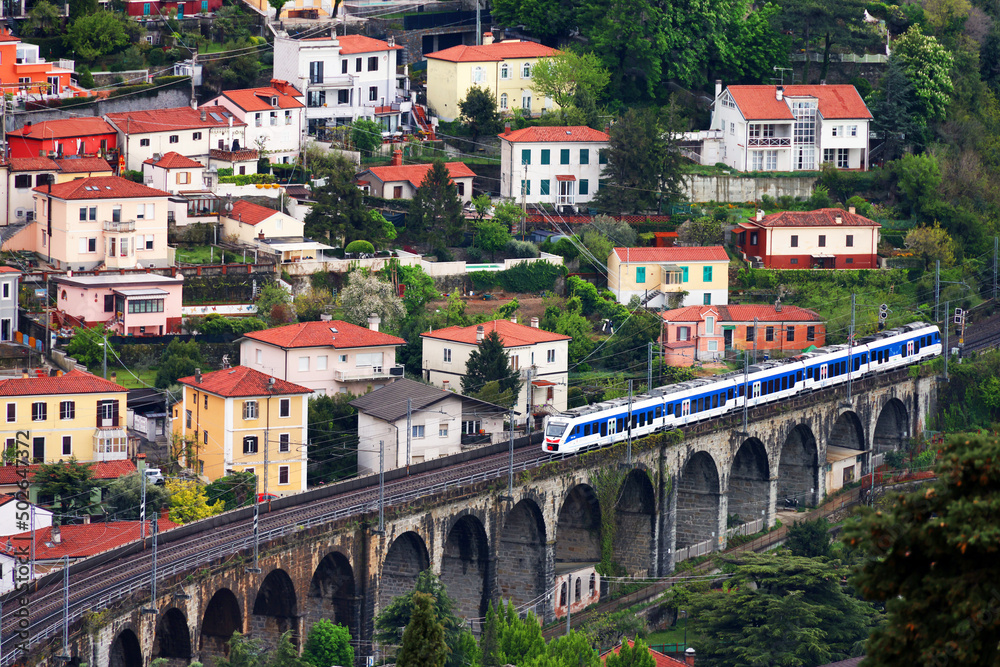 Aerial view of the railway of Trieste in Italy, Europe
