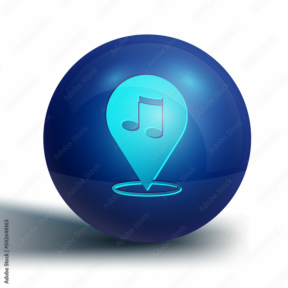 Blue Location musical note icon isolated on white background. Music and sound concept. Blue circle button. Vector Blue Location musical note icon isolated on white background. Music and sound concept. Blue circle button. Vector