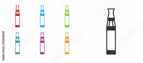 Black Electronic cigarette icon isolated on white background. Vape smoking tool. Vaporizer Device. Set icons colorful. Vector