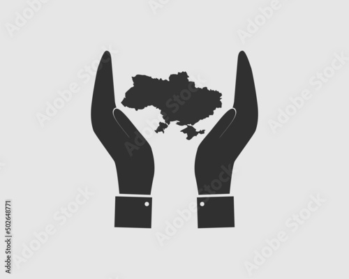map of Ukraine in hands flat style black color vector
