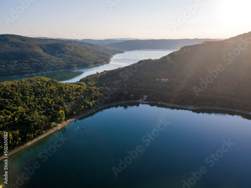 Aerial view of Aleksandar Stamboliyski Reservoir, Bulgaria