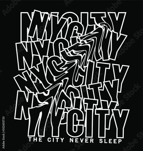 New York City repeat typography tee shirt design graphic print