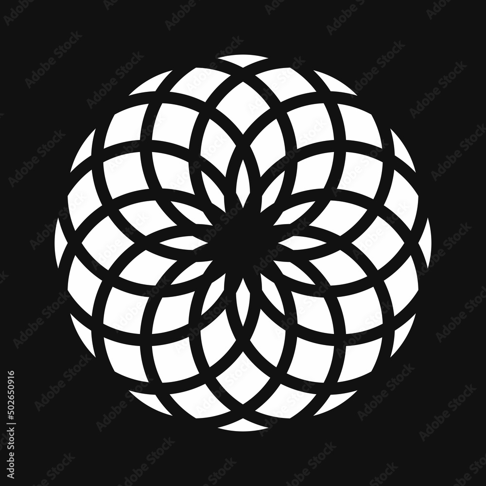 Sacred Geometry symbol  Geometric logo design Fractal Design Flower of Life Vector Illustration